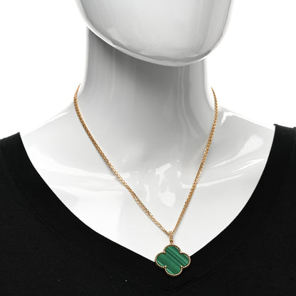 Van Cleef & Arpels 18K Yellow Gold Malachite Magic Alhambra Pendant Necklace 2 of 6