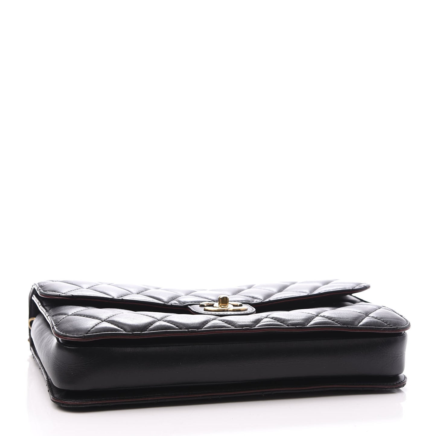 Calfskin Quilted Large Perfect Edge Flap Black