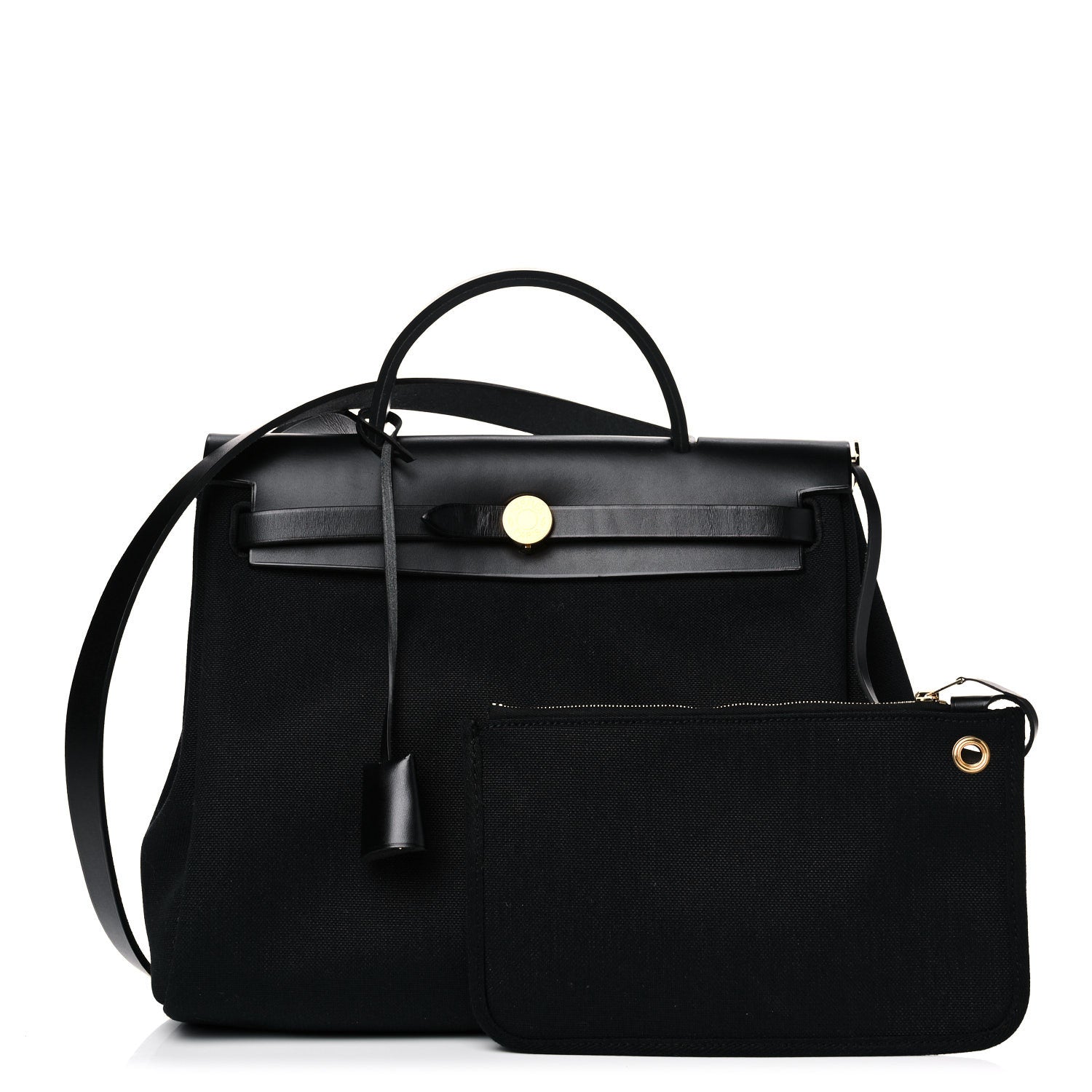 Hermes Military Toile Vache Hunter Herbag Zip PM 31 Black 1 of 17