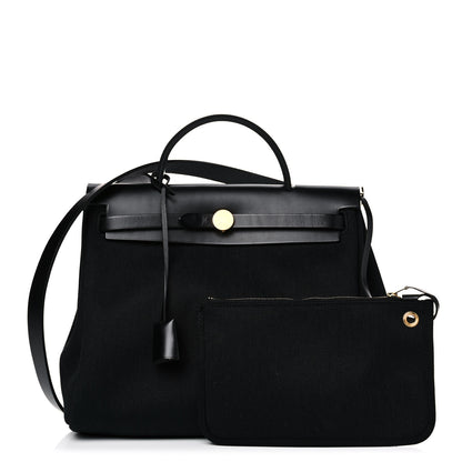 Hermes Military Toile Vache Hunter Herbag Zip PM 31 Black 1 of 17