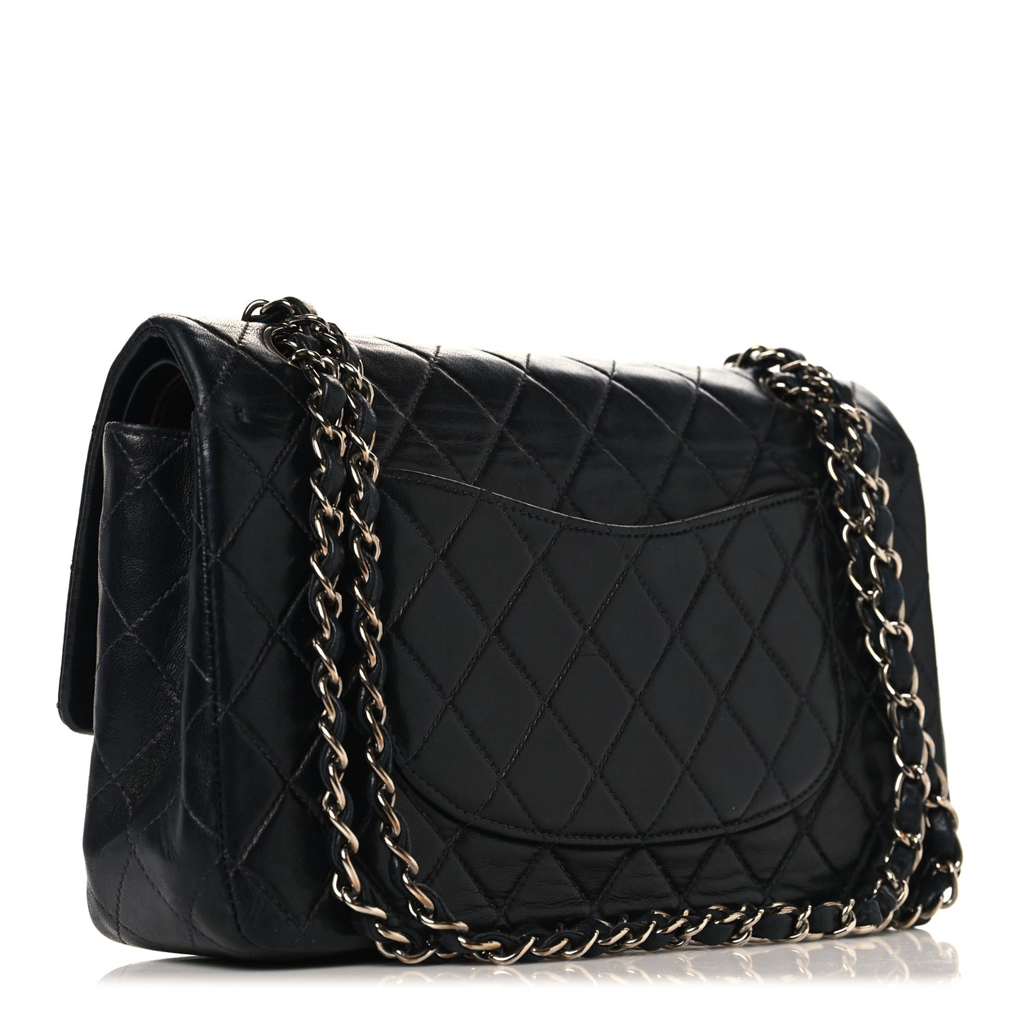 Lambskin Quilted Medium Double Flap Black