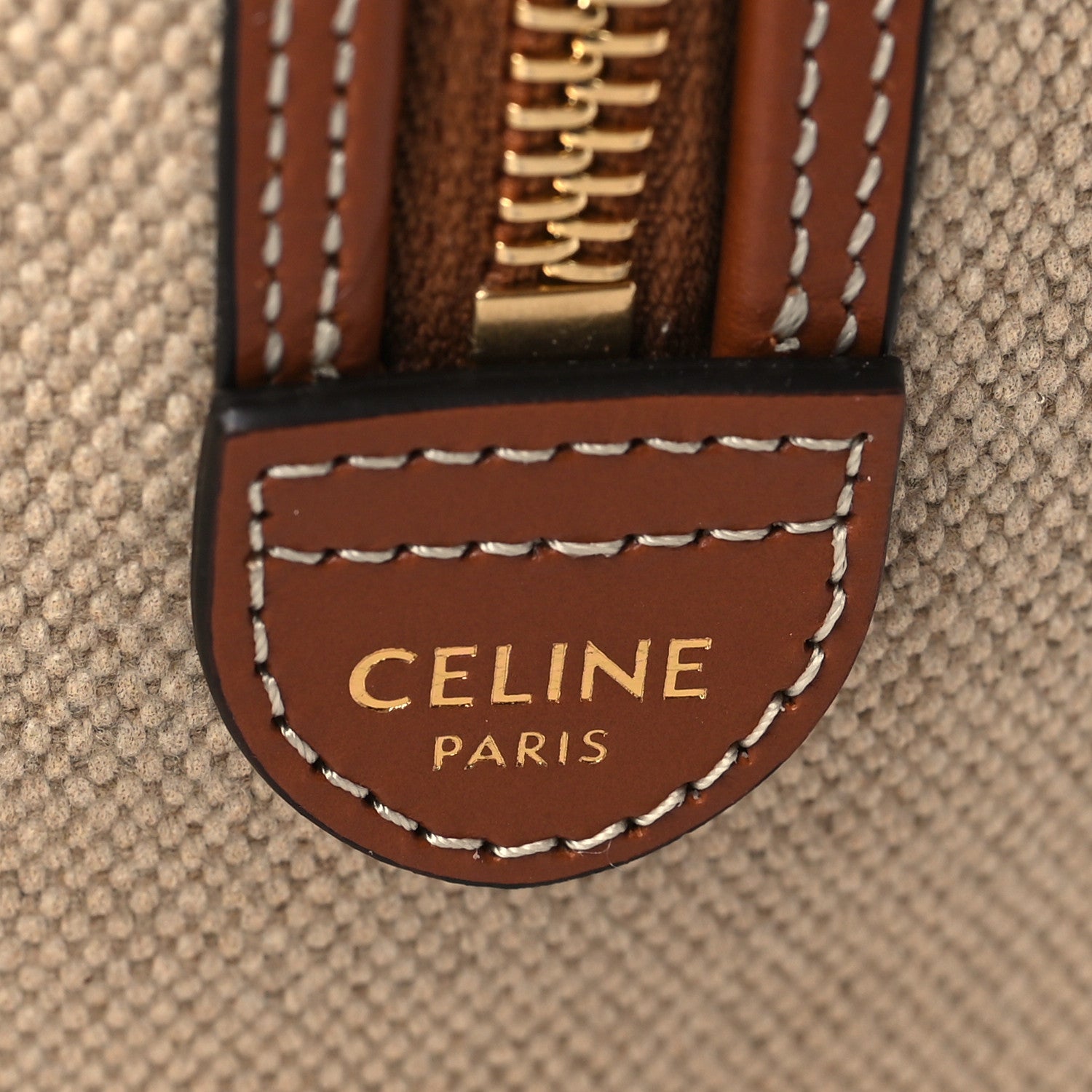 Celine Triomphe Textile Calfskin Small Boston Bag Natural Tan 6 of 9