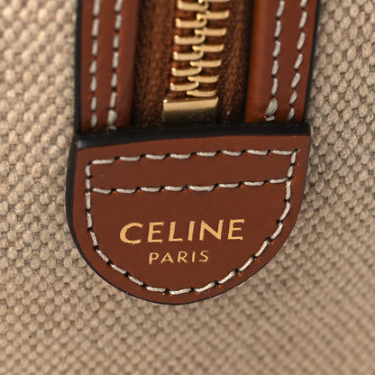 Celine Triomphe Textile Calfskin Small Boston Bag Natural Tan 6 of 9