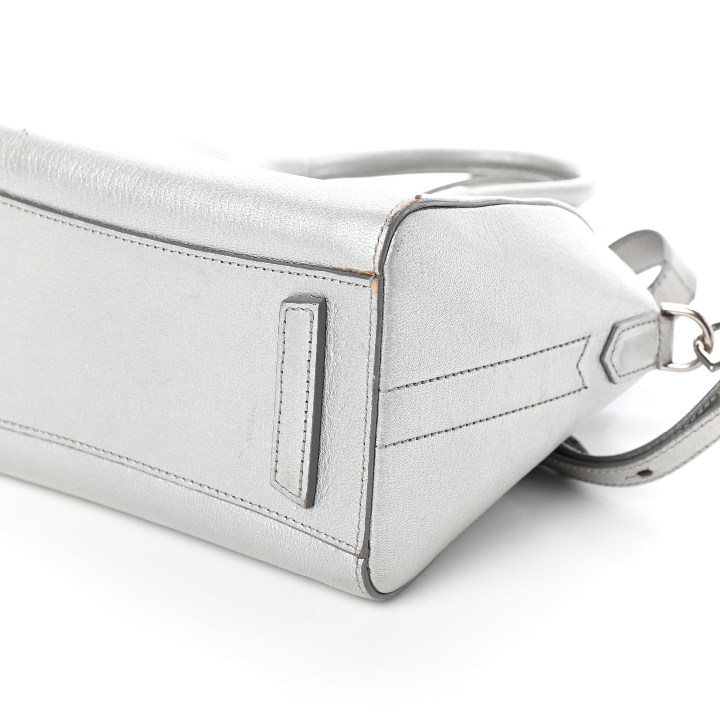 Metallic Sugar Goatskin Mini Antigona Silver