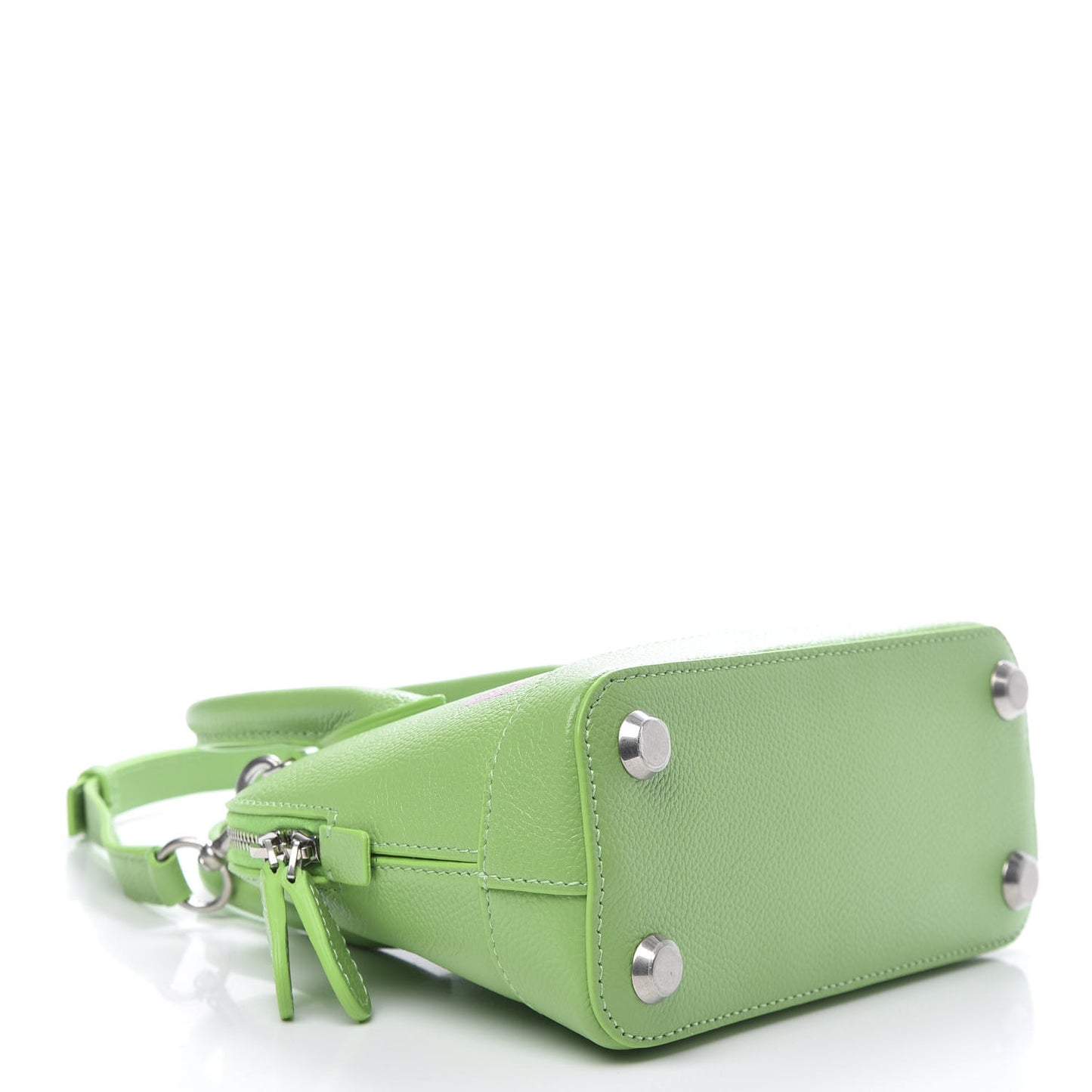 Grained Calfskin XXS Ville Top Handle Bag Light Green Fuchsia