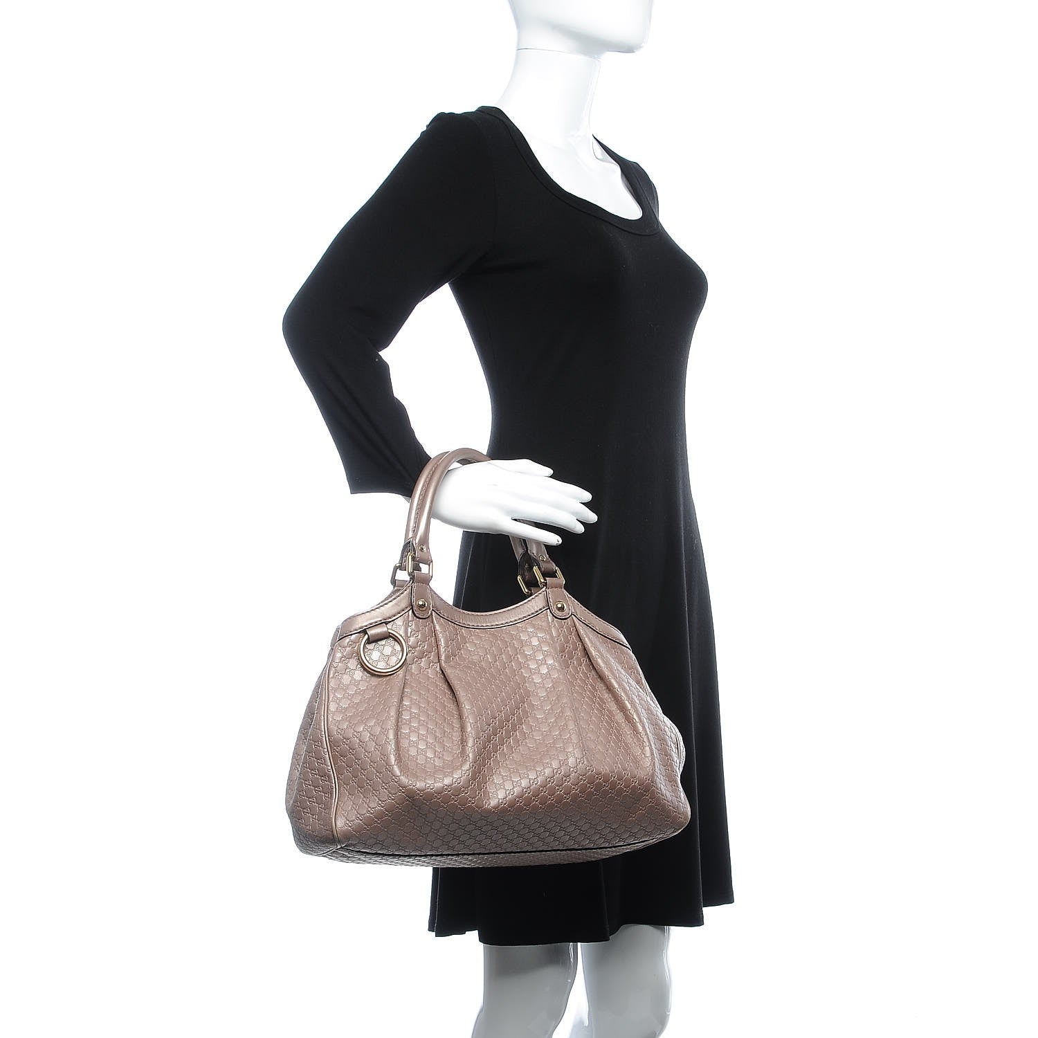 Gucci Metallic Microguccissima Medium Sukey Tote Dark Cipria 2 of 7
