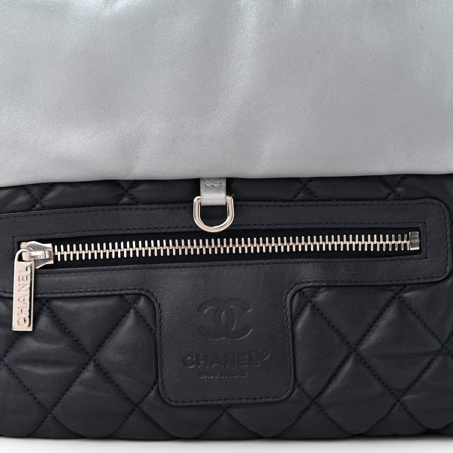 Chanel Metallic Lambskin Quilted Small Coco Cocoon Reversible Tote Light Grey 13 of 22