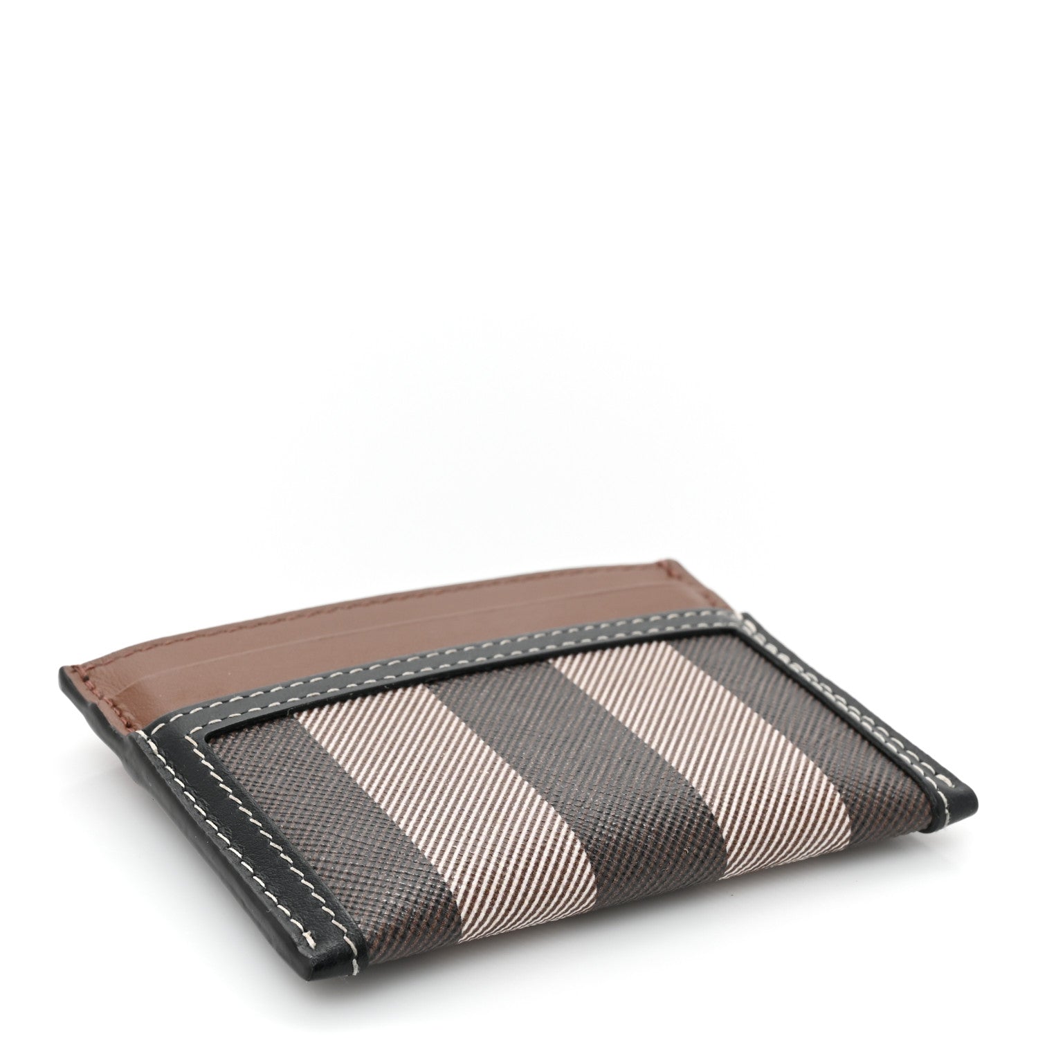 Burberry E-Canvas Calfskin Sandon Check Card Case Dark Birch 4 of 9
