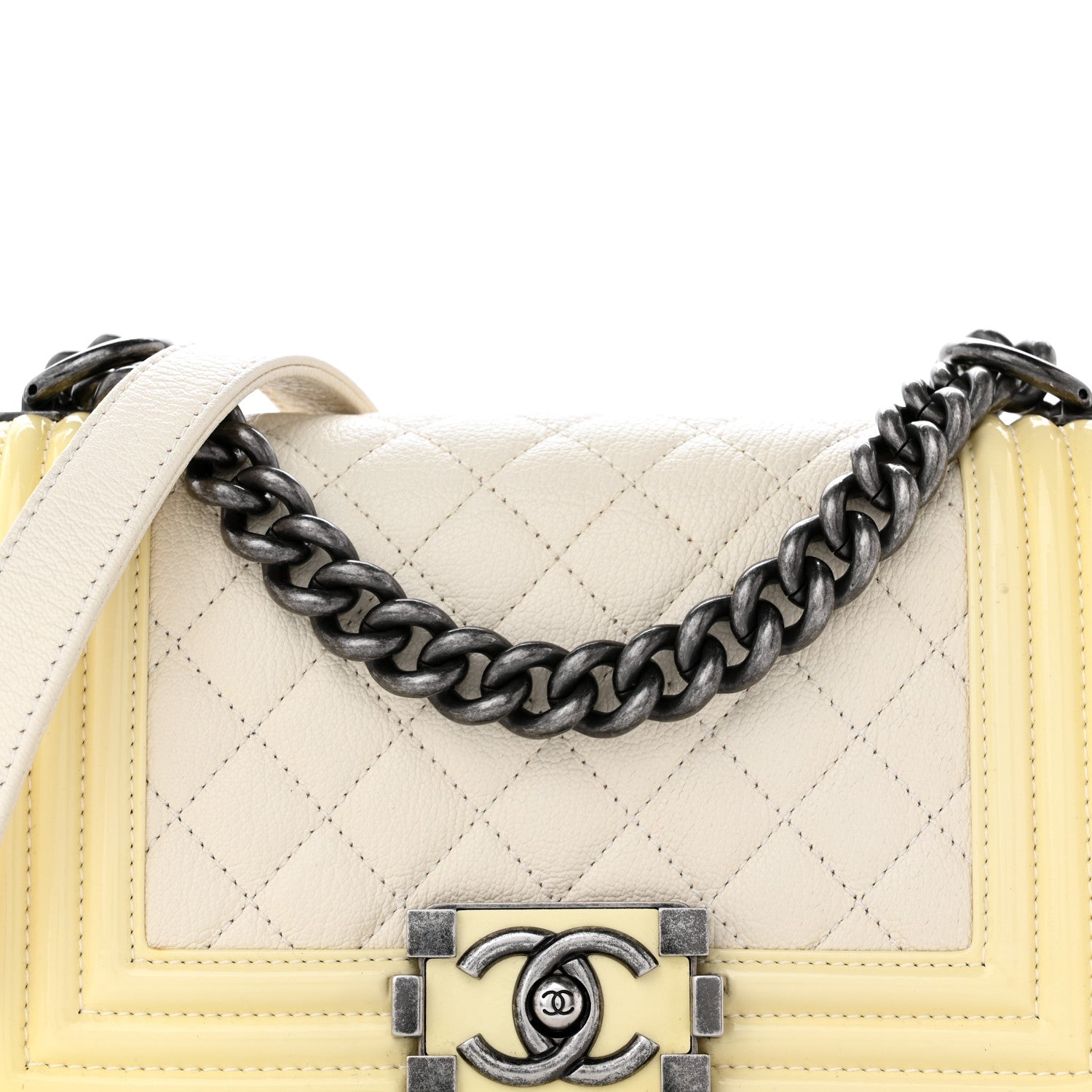Chanel Goatskin Quilted Patent Small Duo Boy Flap White 7 of 12