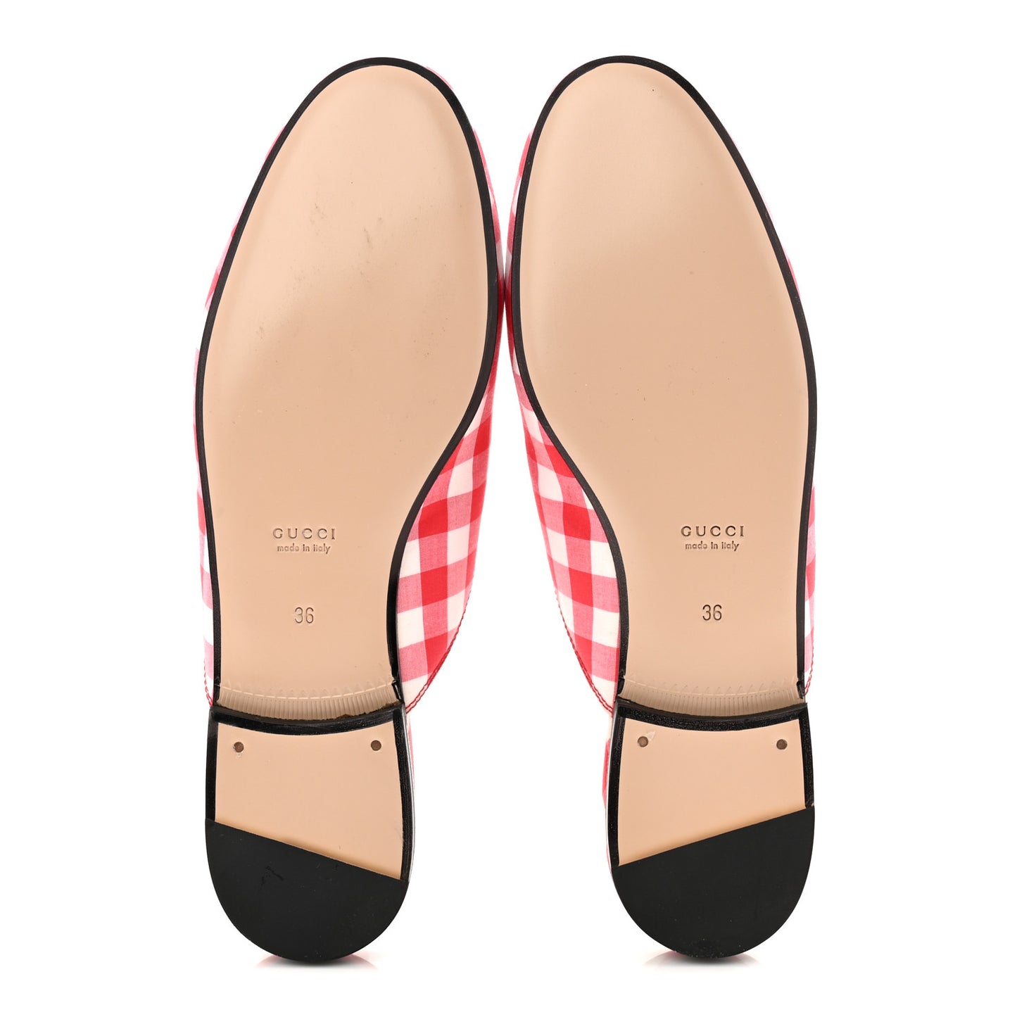 Cotton Gingham Womens Princetown Slippers 36 White Red