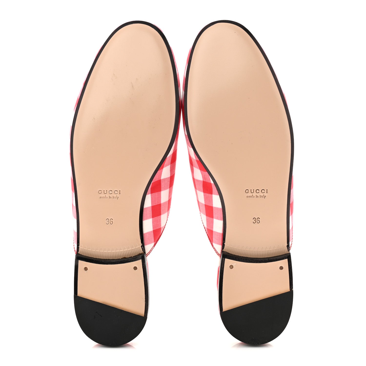 Gucci Cotton Gingham Womens Princetown Slippers 36 White Red 6 of 12