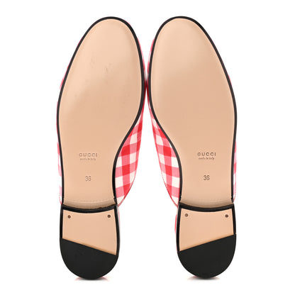 Gucci Cotton Gingham Womens Princetown Slippers 36 White Red 6 of 12