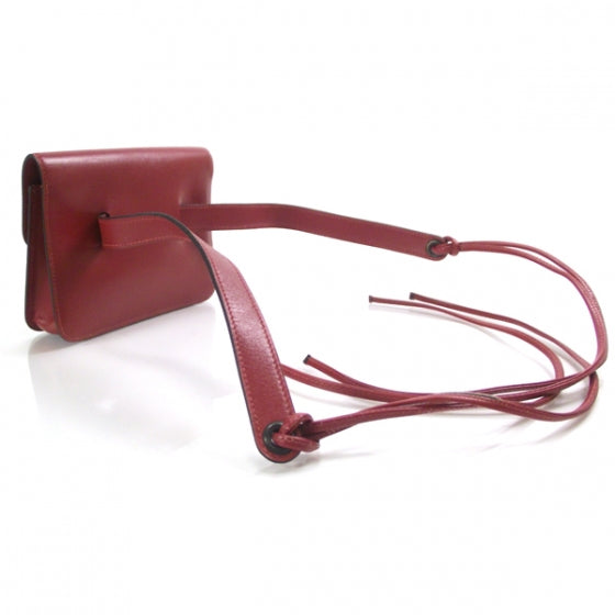 Box Leather Pochette Green Belt Bag Red