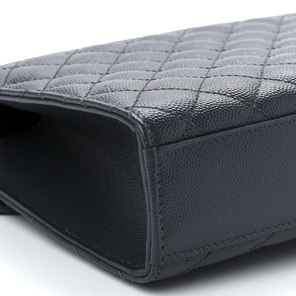 Saint Laurent Grain De Poudre Textured Mixed Matelasse Triquilt Medium Monogram Satchel Deep Marine 11 of 12