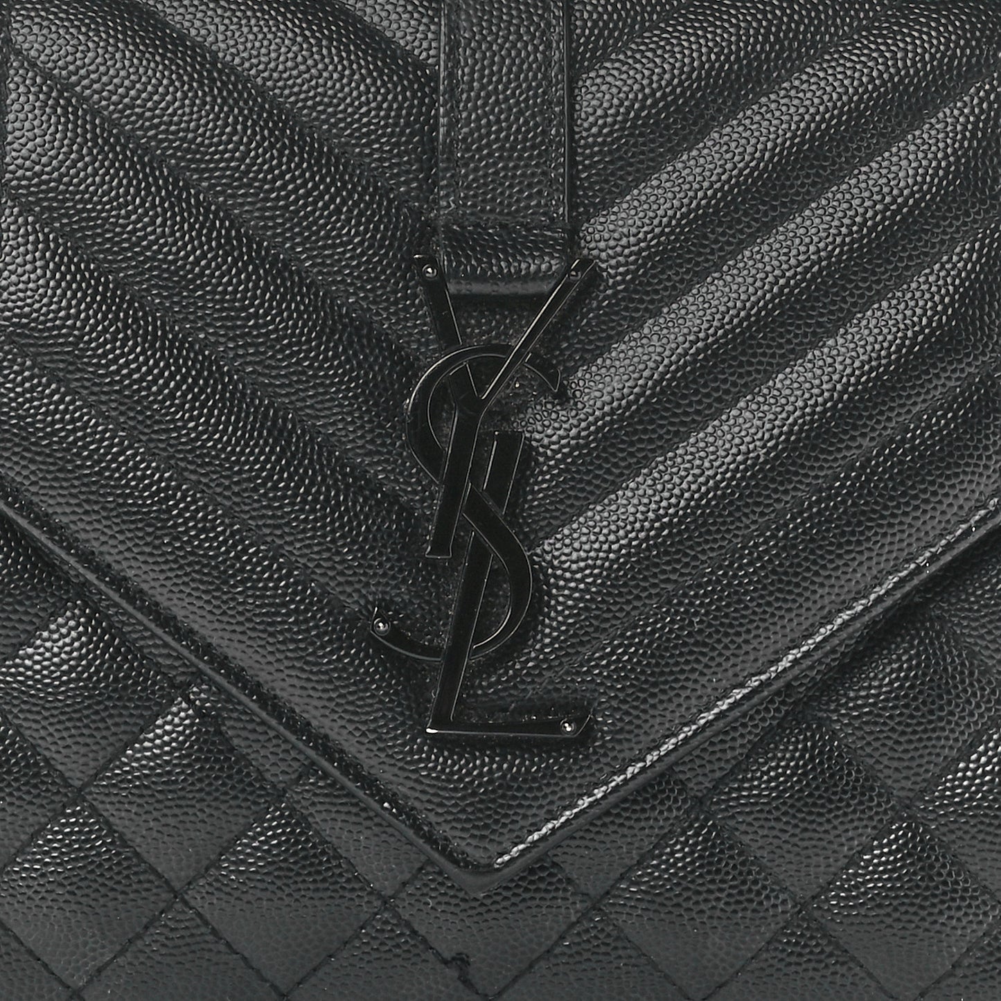 Grain De Poudre Textured Mixed Matelasse Triquilt Medium Monogram Monochrome Satchel Black