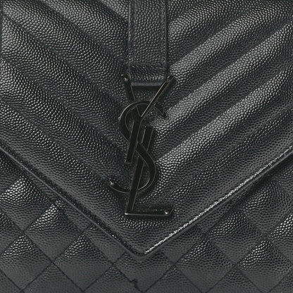 Saint Laurent Grain De Poudre Textured Mixed Matelasse Triquilt Medium Monogram Monochrome Satchel Black 9 of 12