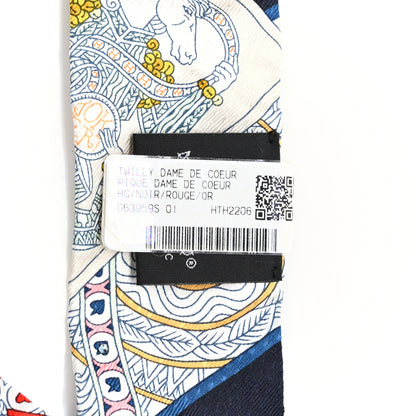 Hermes Silk Dame de Coeur Twilly Black Rouge Or 4 of 4