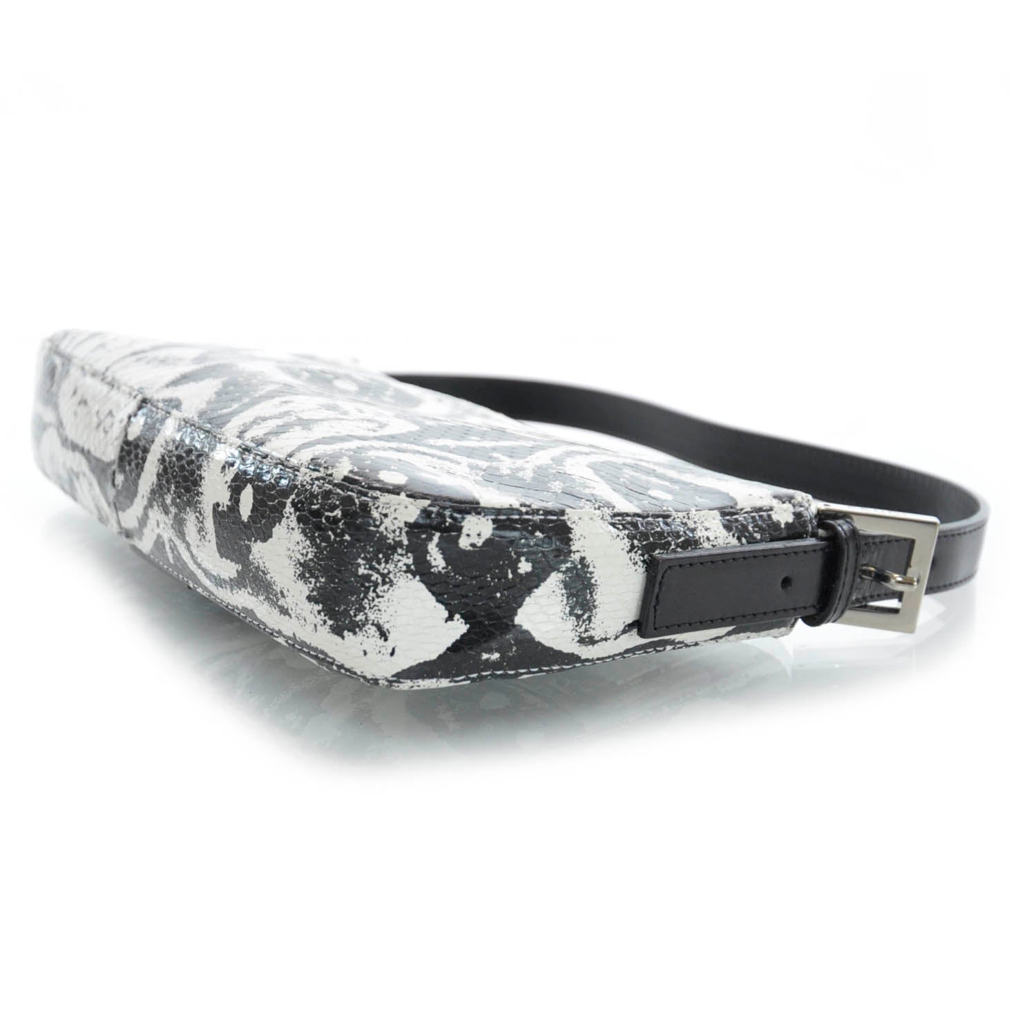 Fendi Snakeskin Baguette Black White 4 of 8