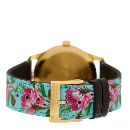 Gucci Stainless Steel Calfskin 38mm G-Timeless Floral Quartz Watch Blue 3 of 5
