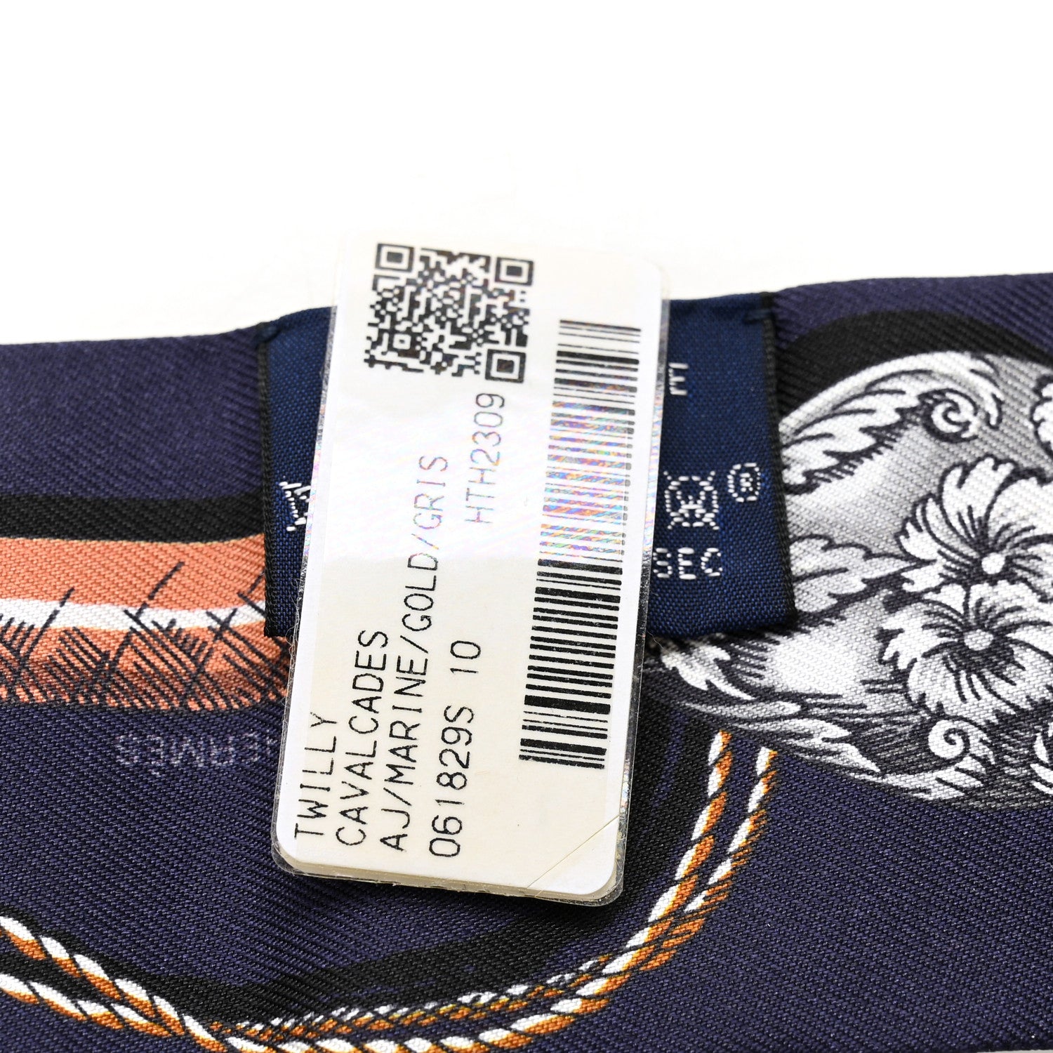 Hermes Silk Cavalcades Twilly Marine Gold Gris 3 of 4
