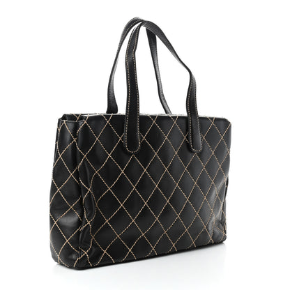 Chanel Calfskin Wild Stitch Tote Black 3 of 10