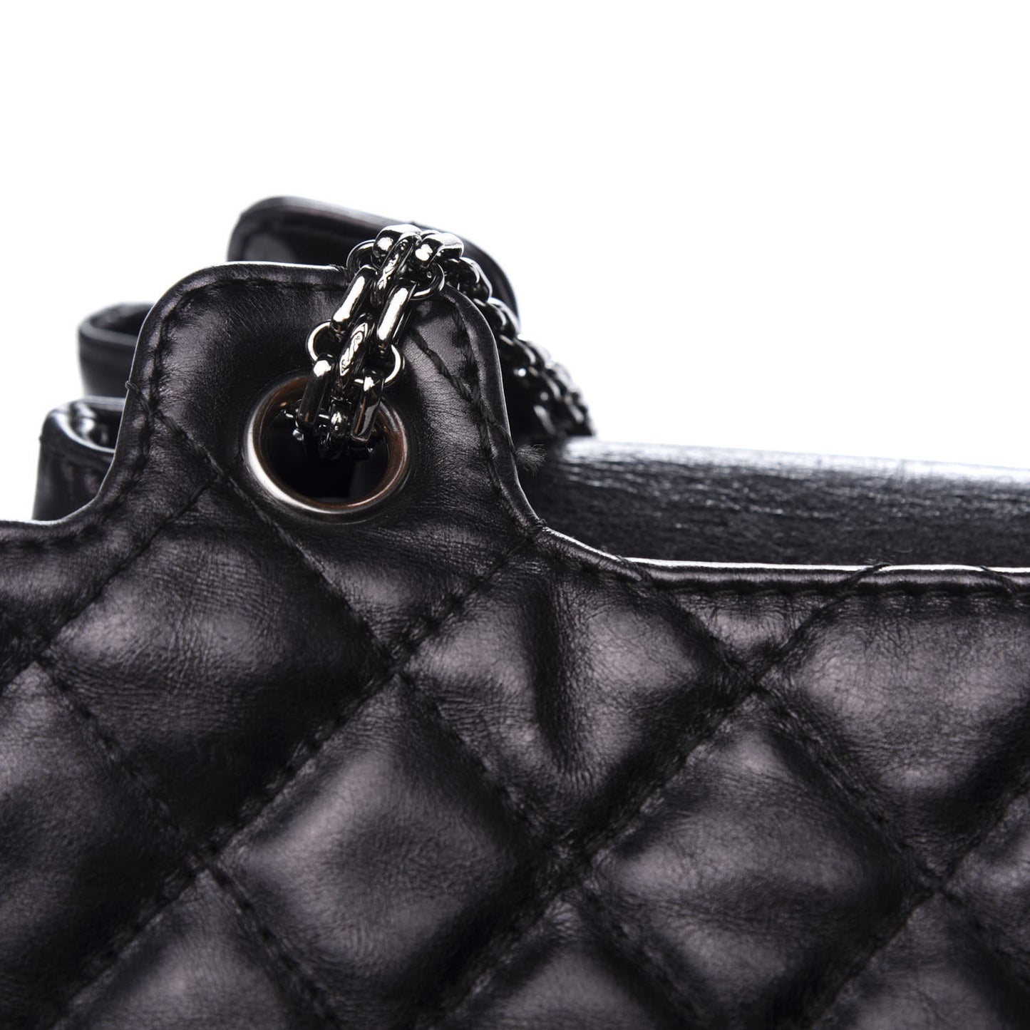 Metallic Calfskin Quilted XL Accordion Reissue Flap Black