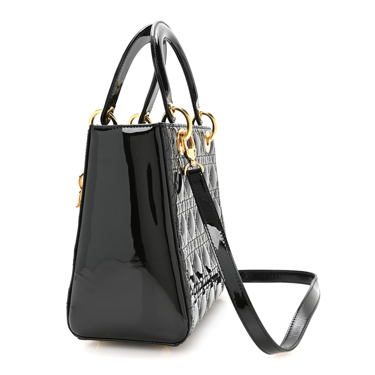 Christian Dior Patent Cannage Medium Lady Dior Black 3 of 12