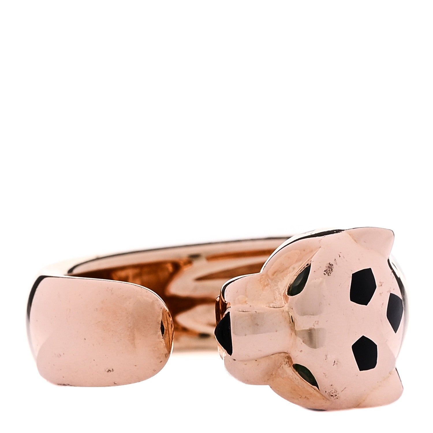Cartier 18K Pink Gold Black Lacquer Tsavorite Black Onyx Medium Panthere De Cartier Ring 50 5.5 1 of 6