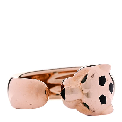 Cartier 18K Pink Gold Black Lacquer Tsavorite Black Onyx Medium Panthere De Cartier Ring 50 5.5 1 of 6