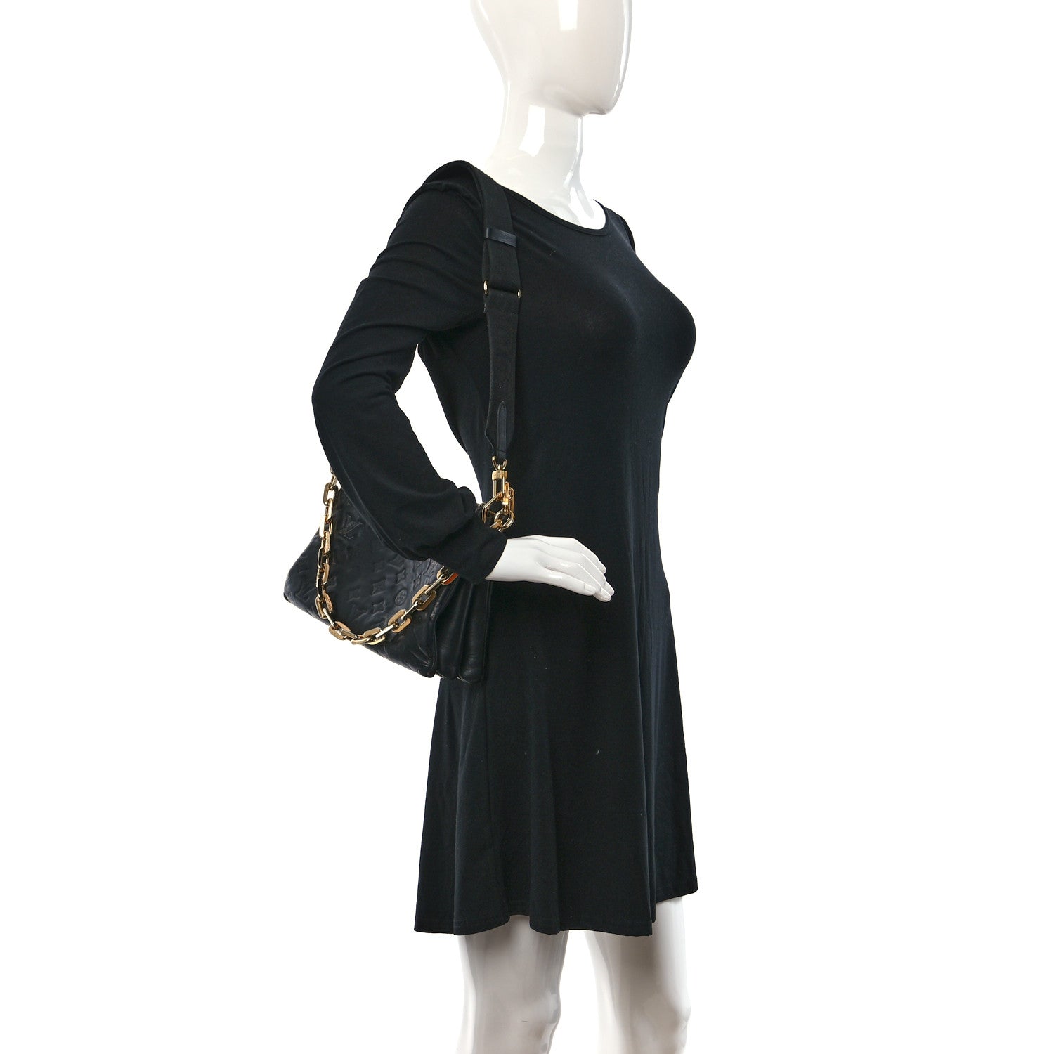 Louis Vuitton Lambskin Embossed Monogram Coussin PM Black 2 of 11