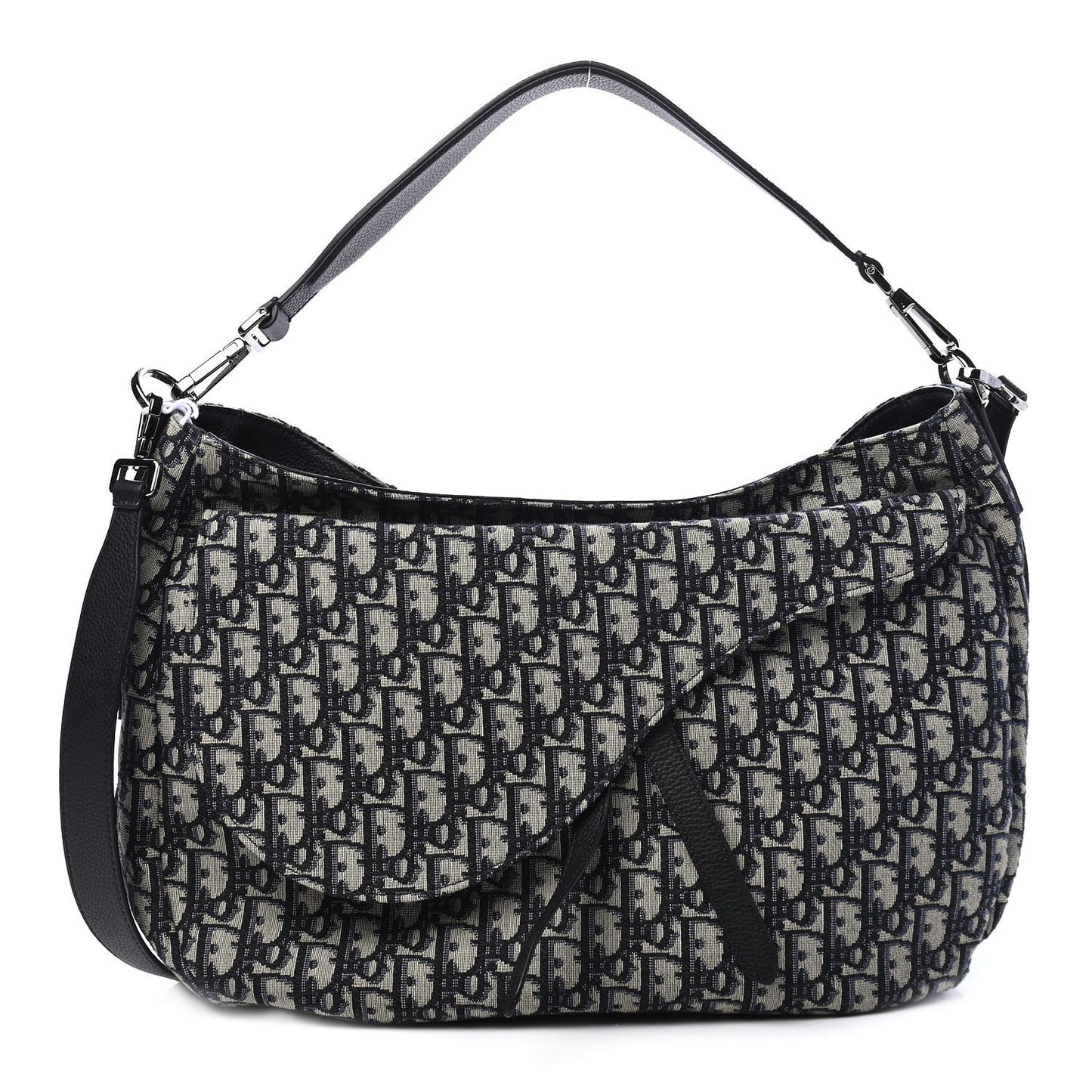 Oblique Soft Saddle Bag Beige Black