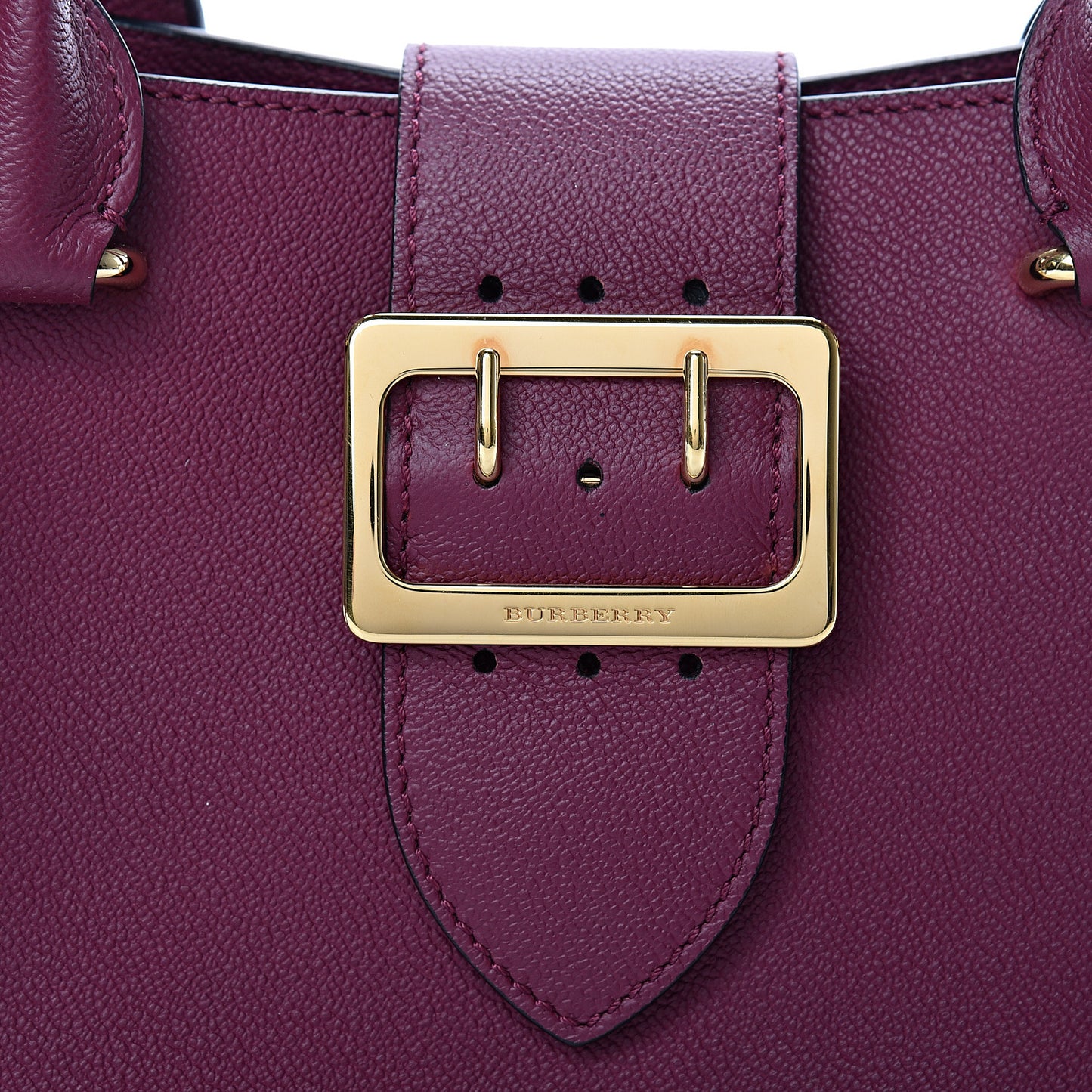 Soft Grain Calfskin Small Buckle Tote Dark Plum