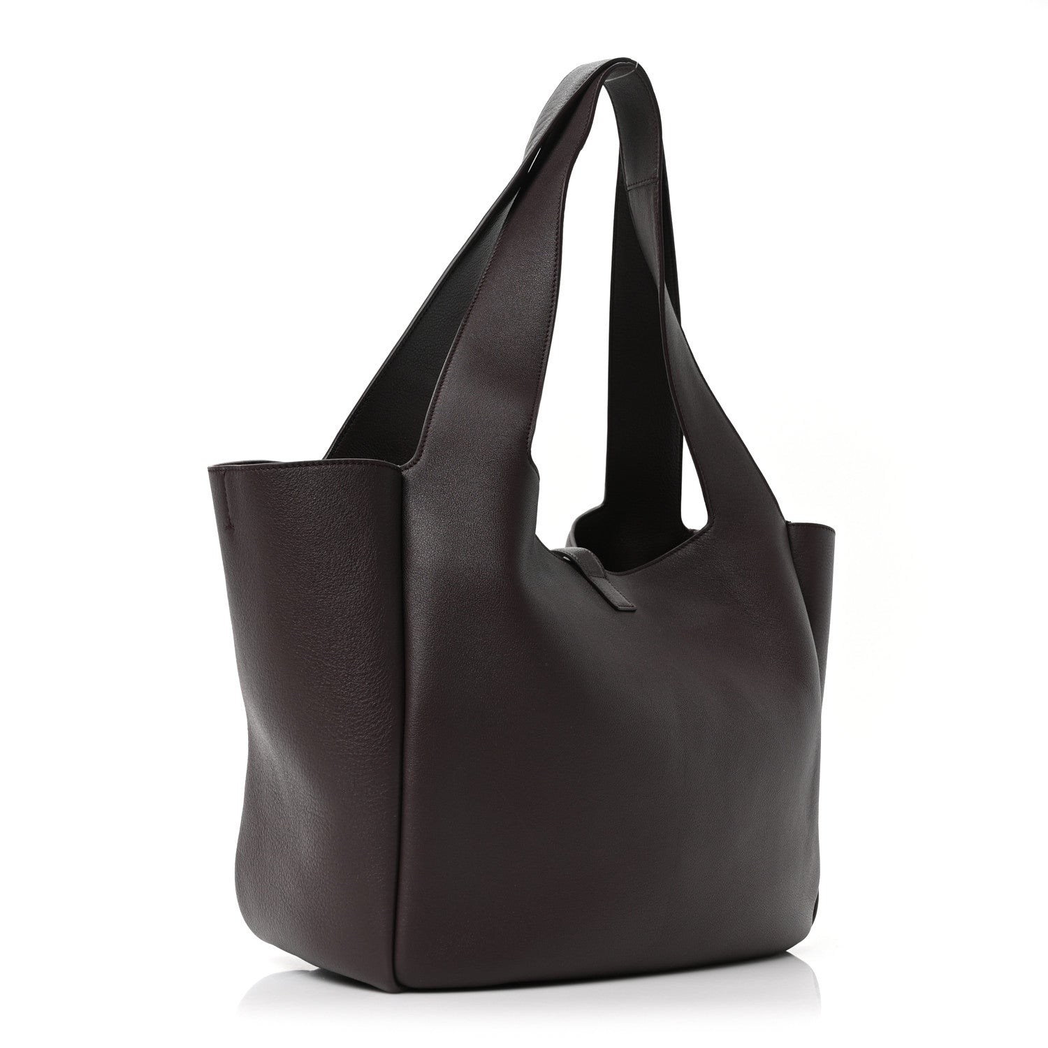 Saint Laurent Grained Deerskin Bea Tote Dark Currant 3 of 10