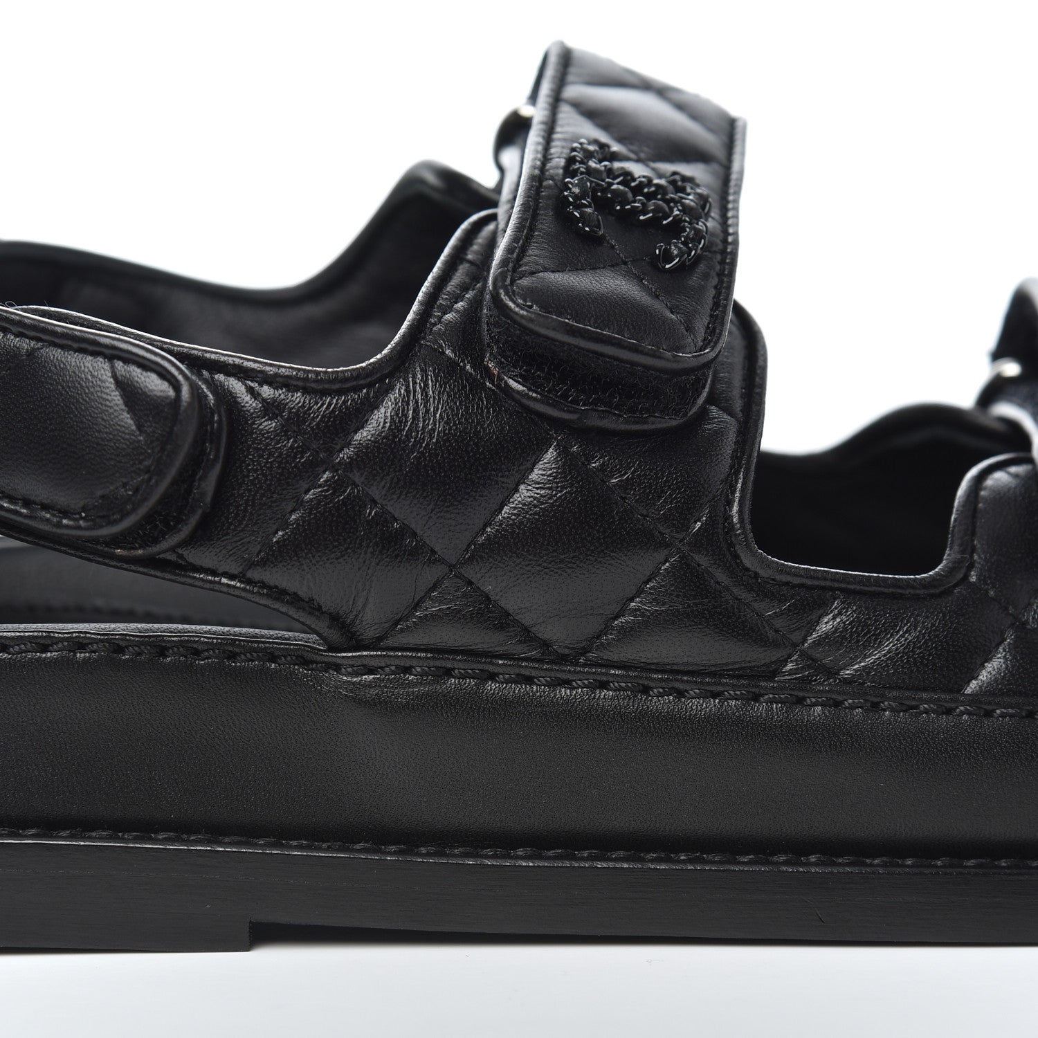 Chanel Lambskin Velcro Dad Sandals 36.5 Black 14 of 17