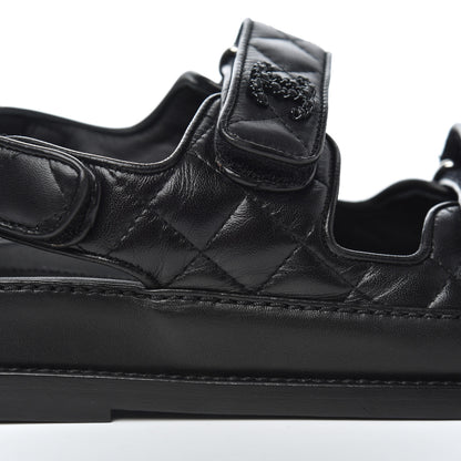 Chanel Lambskin Velcro Dad Sandals 36.5 Black 14 of 17