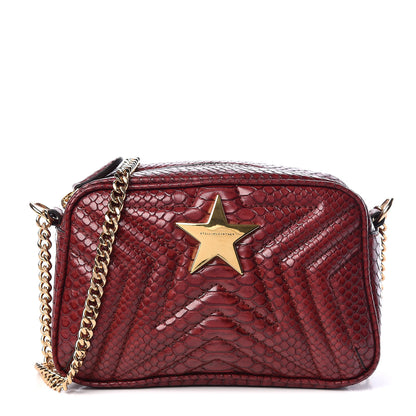 Stella McCartney Snakeskin Effect Small Star Patch Shoulder Bag Burgundy 1 of 10