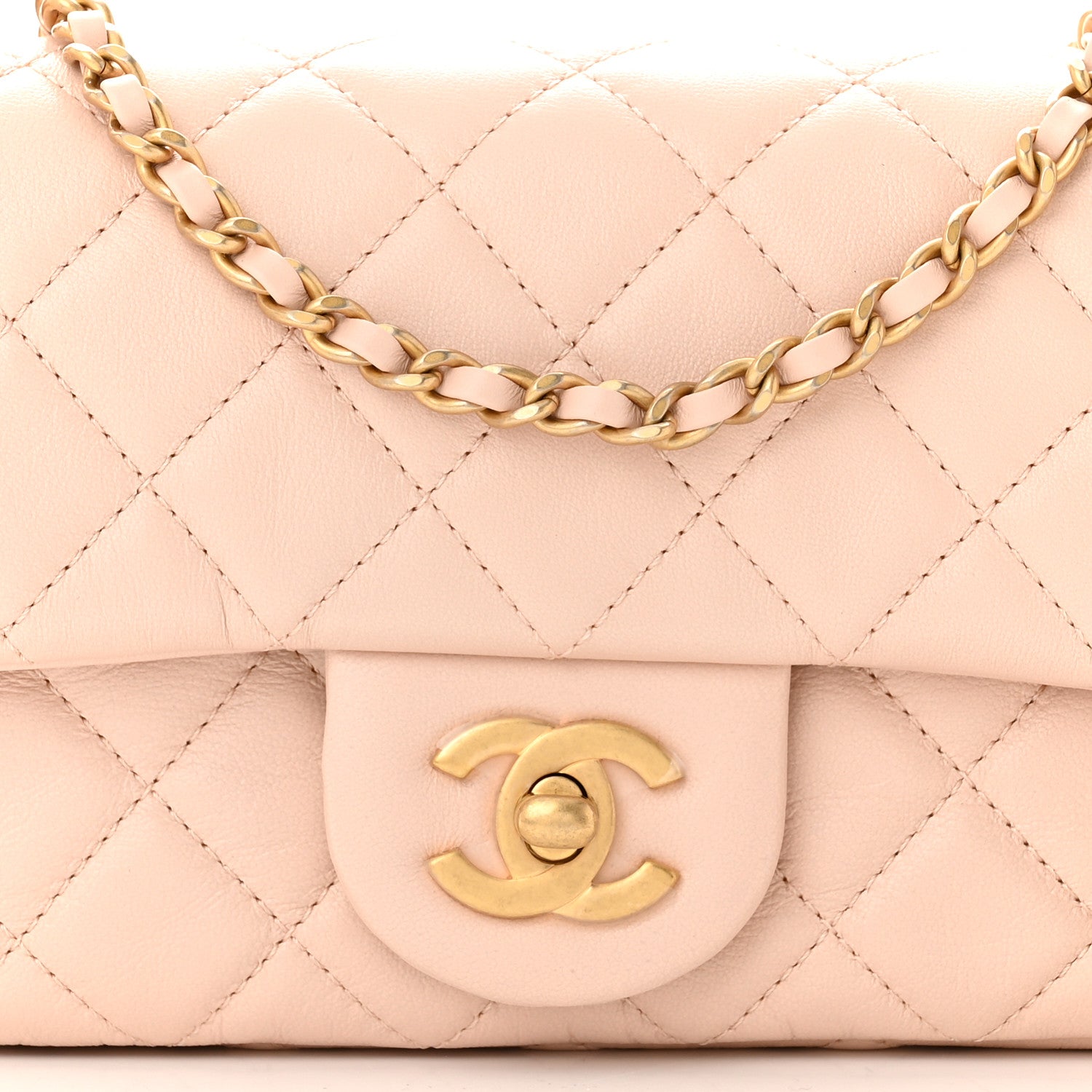 Chanel Lambskin Quilted Mini Pearl Crush Rectangular Flap Light Beige 8 of 11