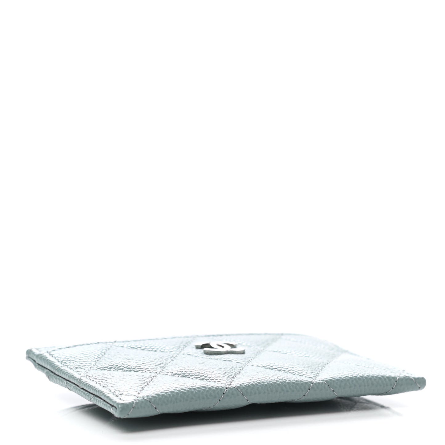 Caviar Quilted Card Holder Light Blue