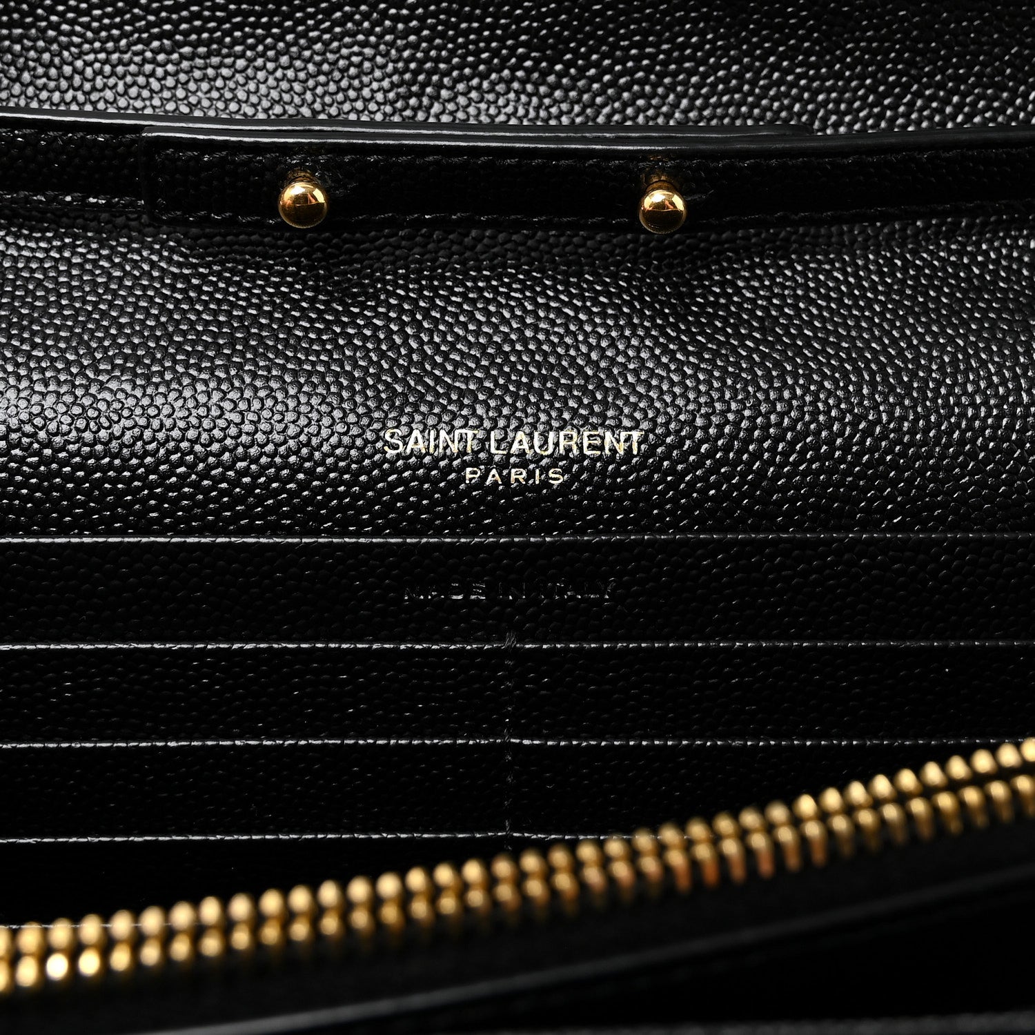 Saint Laurent Grain De Poudre Matelasse Chevron Monogram Chain Wallet Black 6 of 9