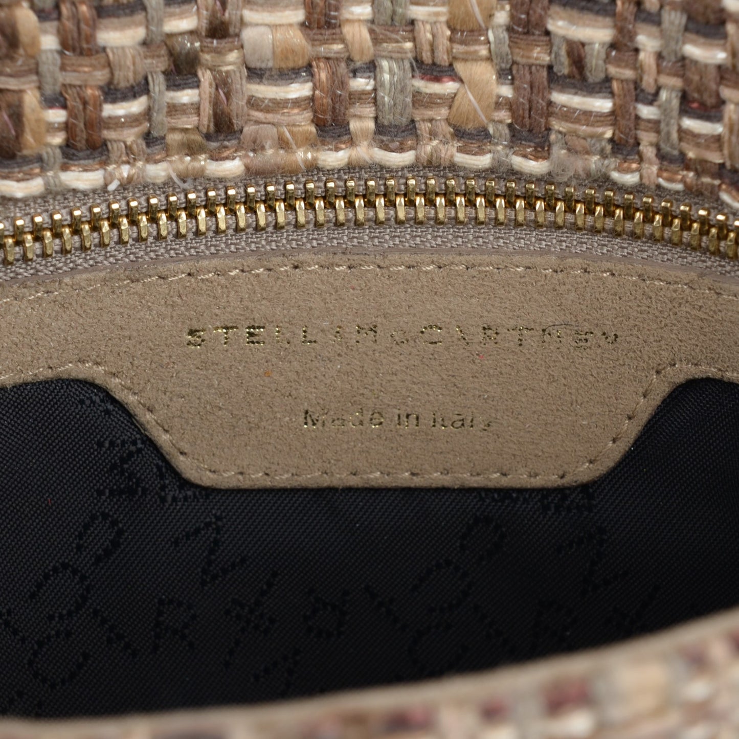 Woven Boucle Fold Over Falabella Clutch Gold