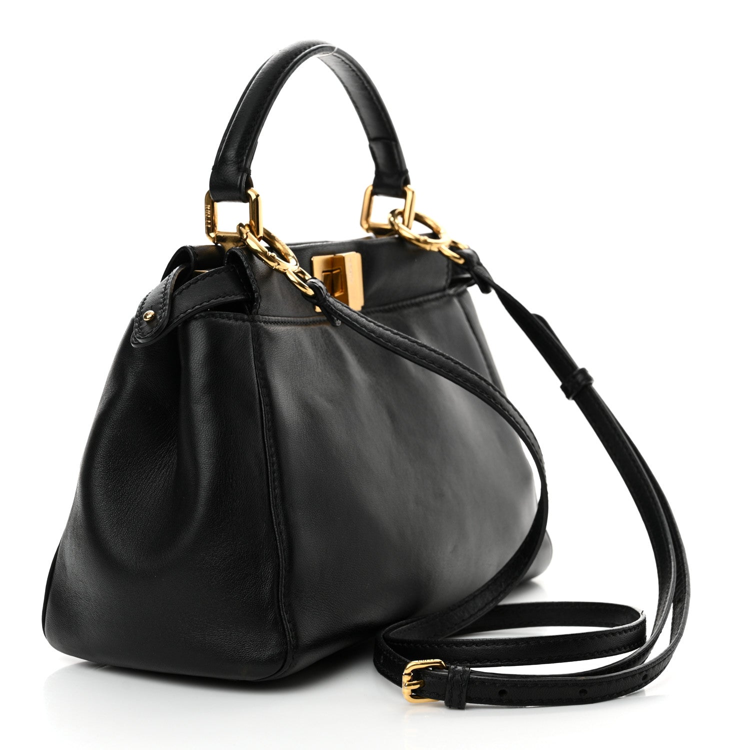 Fendi Nappa Mini Peekaboo Iconic Satchel Black 3 of 10