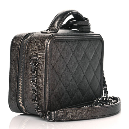 Chanel Caviar Quilted Small CC Filigree Vanity Case Dark Silver 2 of 9