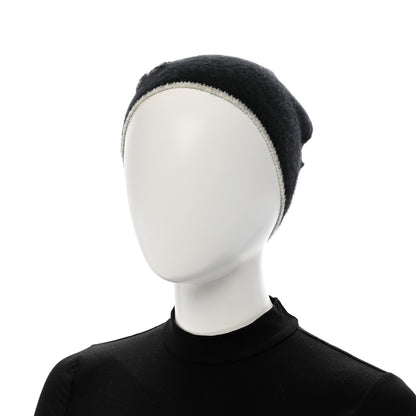 Chanel Cashmere Silk CC Beanie Hat Black White 2 of 5