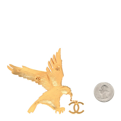 Chanel Metal Crystal Eagle Brooch Gold 2 of 3