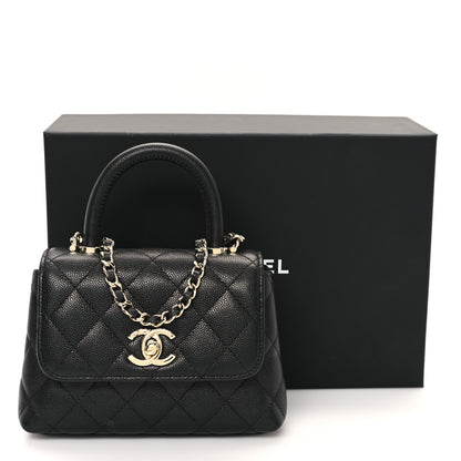 Chanel Caviar Quilted Coco Handle Clutch With Chain Black 11 of 11