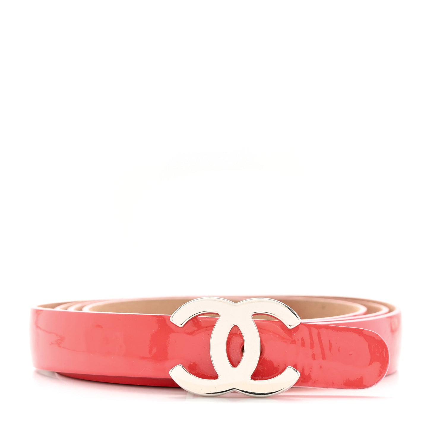 Patent Calfskin CC Logo Skinny Belt 75/30 Pink
