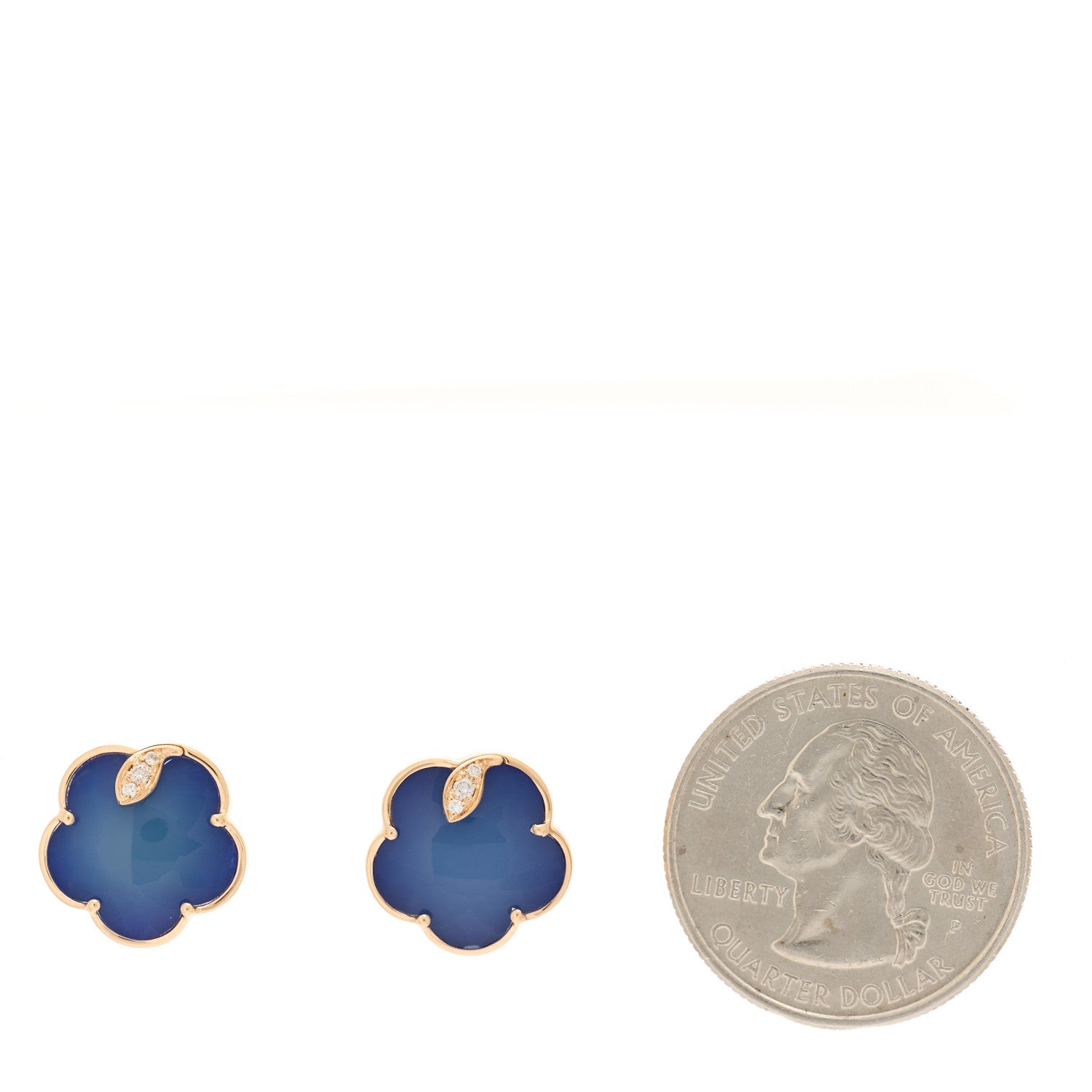 Pasquale Bruni 18K Rose Gold Diamond Lapis Lazuli White Agate Doublet Petit Joli Earrings 2 of 4