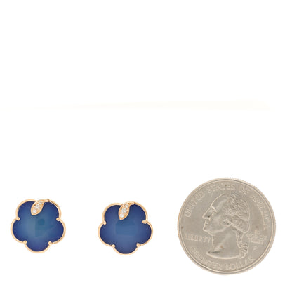 Pasquale Bruni 18K Rose Gold Diamond Lapis Lazuli White Agate Doublet Petit Joli Earrings 2 of 4