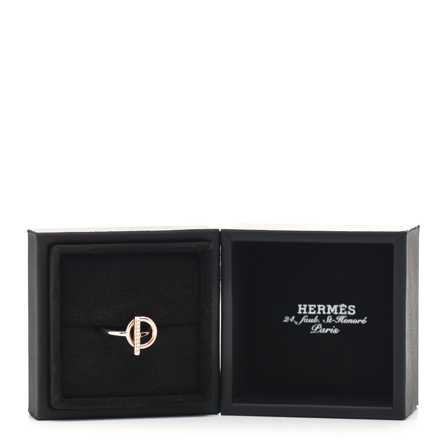 Hermes 18K Rose Gold Diamond PM Echappee Ring 50 5.25 5 of 5