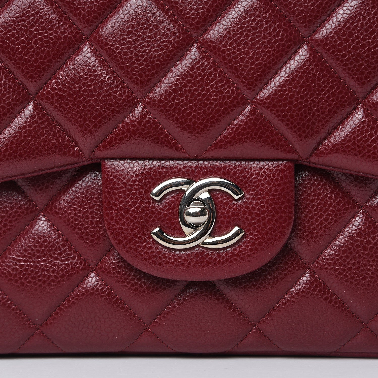 Chanel Caviar Quilted Jumbo Single Flap Dark Red 15 of 15